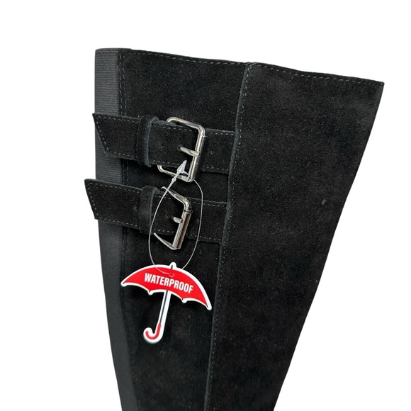 Reagan Waterproof Knee High Lug Boot in Black Suede 7.5 - Picture 5 of 14